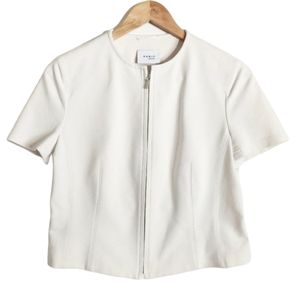 AKRIS PUNTO Off-White Zip Front Blouse Size 10